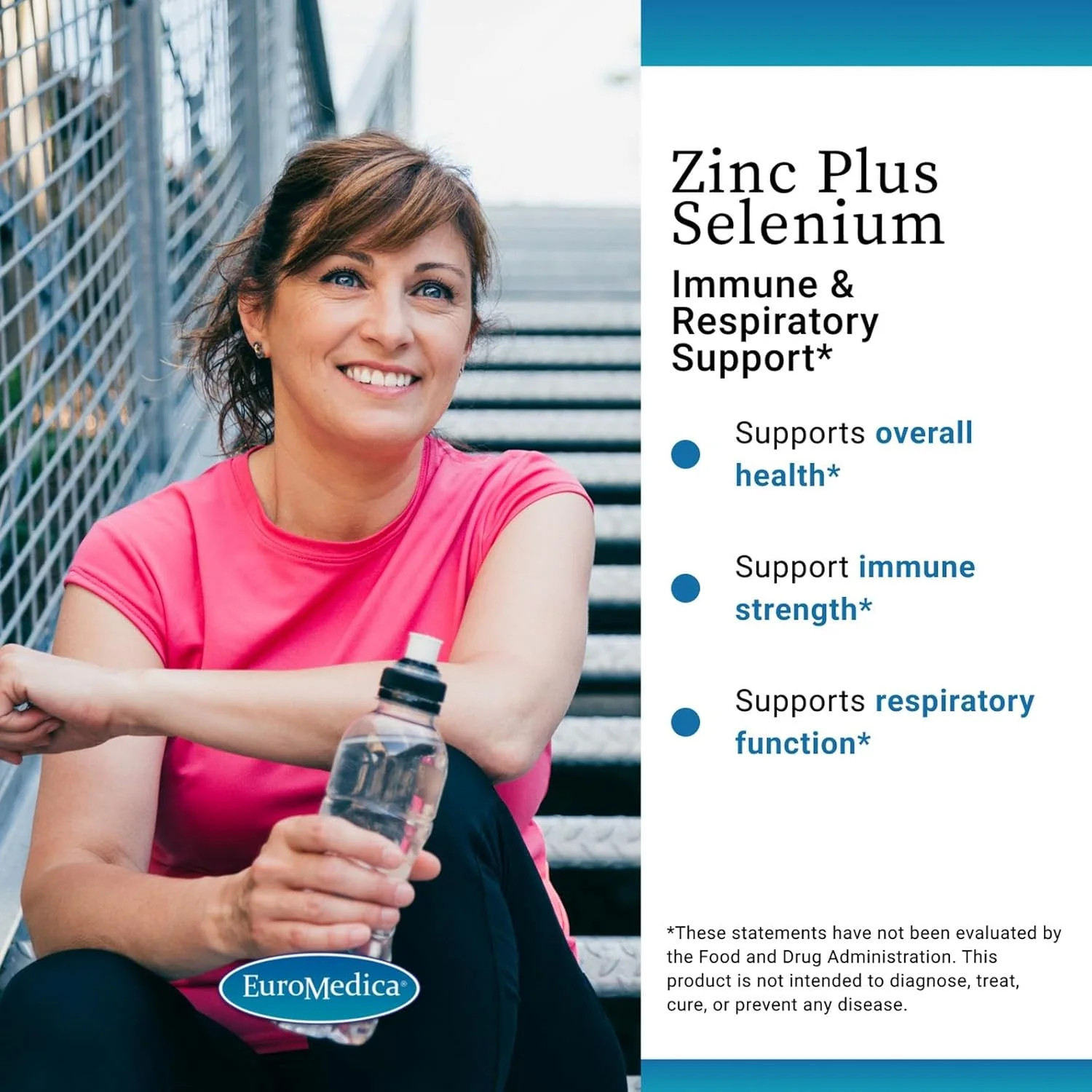 یورومدیکا زینک پلاس سلنیوم - مکمل حمایت از سلامت ایمنی و تنفسی - مکمل معدنی با زینک بیس گلیسینات کلات - فرمول با سلنیوم برای حمایت از سلامت سلولی - 60 کپسول