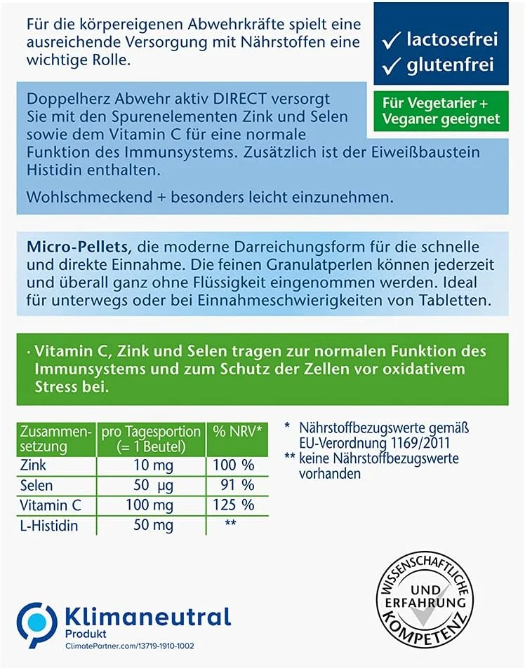 دوپل هرز محافظت دوگانه قلب اکتیو دایرکت با طعم پرتقال - مکمل غذایی با زینک، سلنیوم و ویتامین C برای حمایت از سیستم ایمنی - به همراه هیستیدین - 20 سروینگ (20 عدد میکرو پلت)