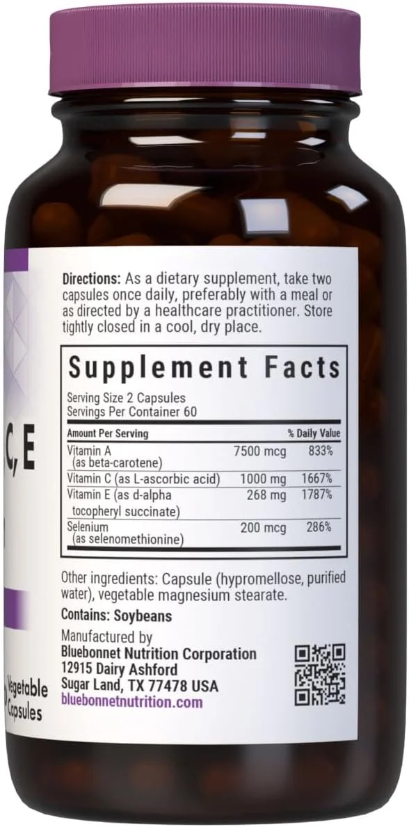 کپسول های گیاهی بتا کاروتن، ویتامین C، ویتامین E و سلنیوم بلوبونت نوتریشن، 120 عدد کپسول های گیاهی بتا کاروتن، ویتامین C، ویتامین E و سلنیوم بلوبونت نوتریشن، 120 عدد