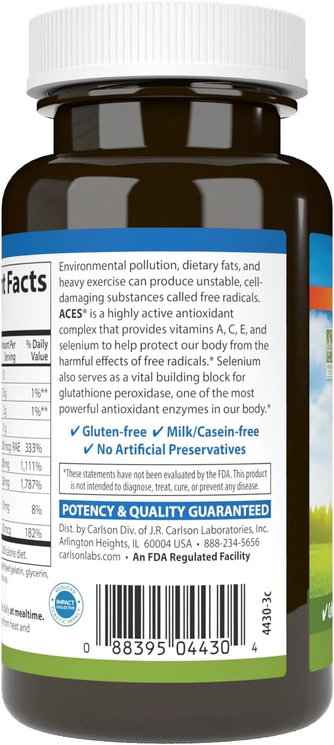 کارلسون، ACES، ویتامین های A، C، E + سلنیوم، 50 سافت ژل کارلسون، ACES، ویتامین های A، C، E + سلنیوم، 50 سافت ژل