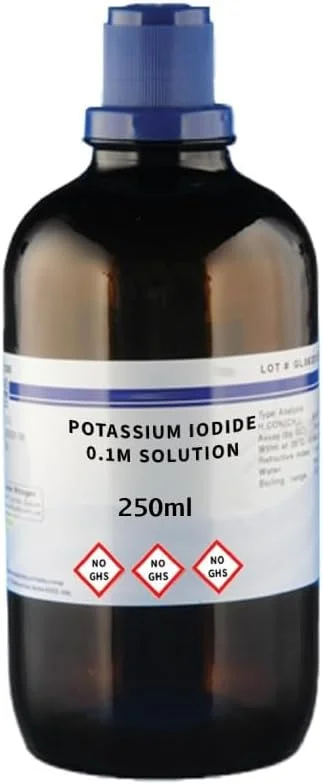محلول یدید پتاسیم 0.1M | 250 میلی لیتر | محلول شفاف و بی رنگ | درجه آزمایشگاهی
