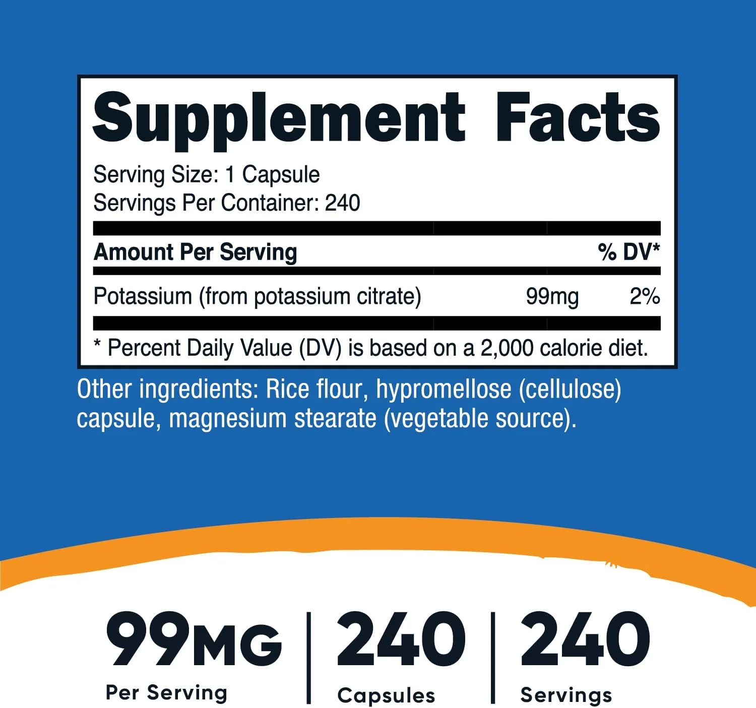 سیترات پتاسیم 99 میلی گرم نوتریکوست، 240 کپسول - بدون گلوتن، غیر GMO سیترات پتاسیم 99 میلی گرم نوتریکوست، 240 کپسول - بدون گلوتن، غیر GMO