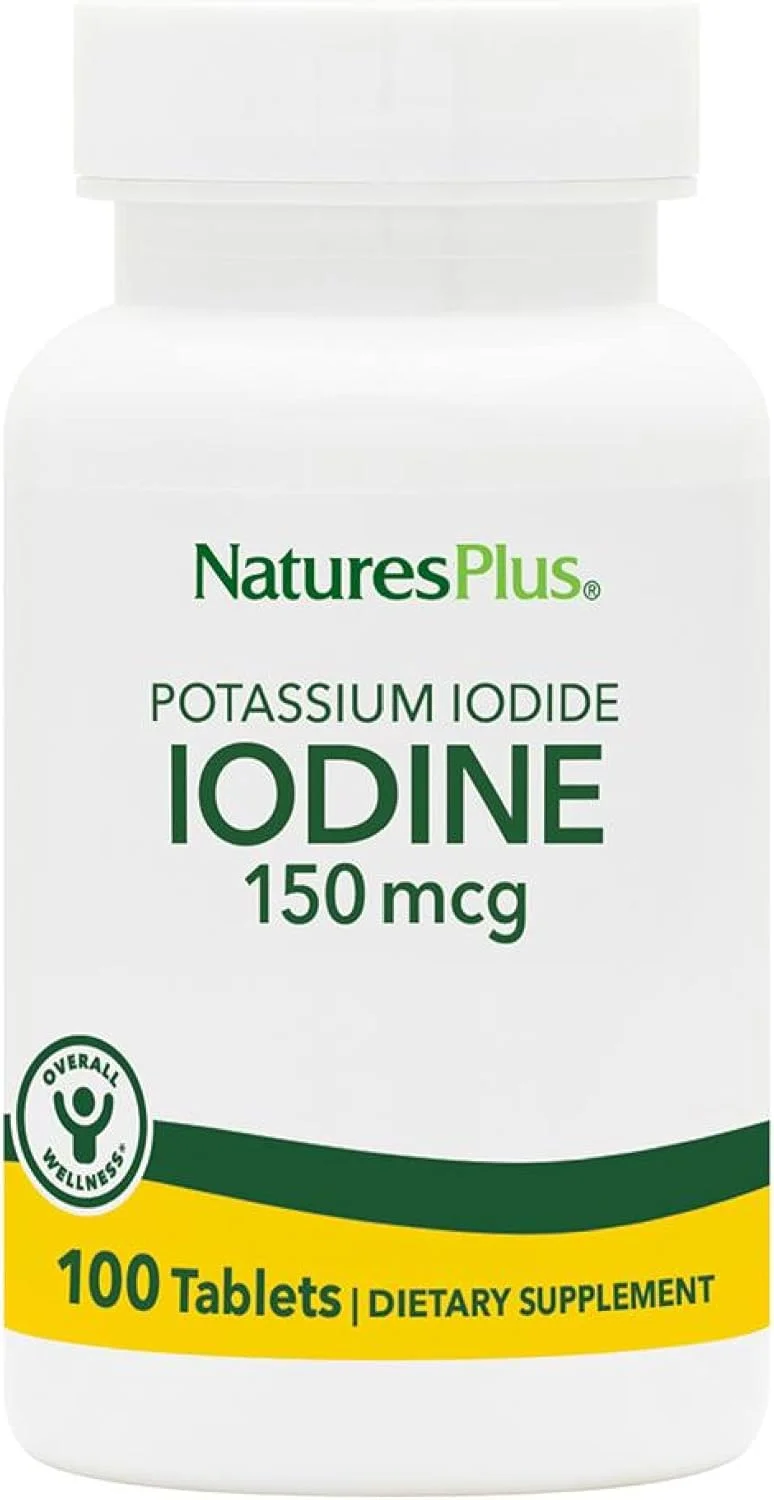 یدید پتاسیم Nature's Plus - 150 میکروگرم، 100 قرص گیاهی - مکمل حمایت از تیروئید، بدون گلوتن - 100 سروینگ