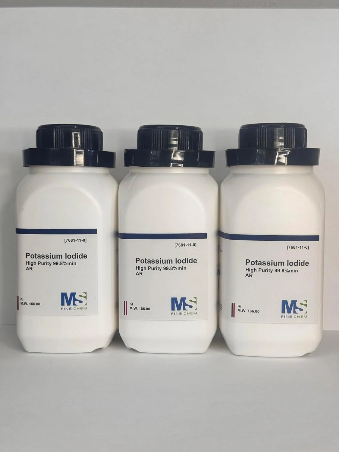 کریستال/پودر یدید پتاسیم MS Finechem، خلوص بالا، 300 گرم (3 بسته 100 گرمی)