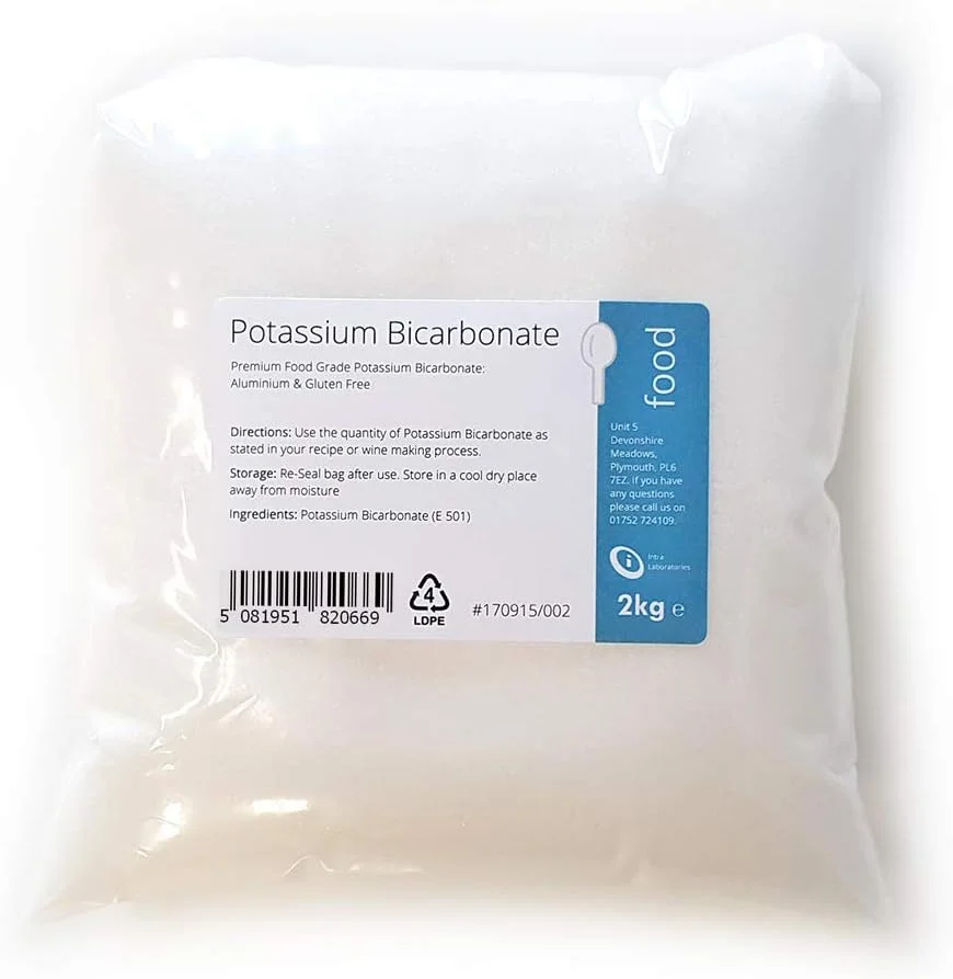 بی کربنات پتاسیم اینترالَبز - گرانول خوراکی - E501 - خلوص 99.9٪، کریستال های سفید، 2 کیلوگرم