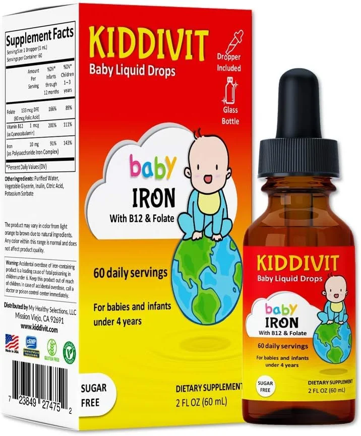 قطره آهن کودک کیدیویت به همراه ویتامین B12 و فولات - 60 سروینگ روزانه، 60 میلی لیتر - غنی شده با اینولین (پری بیوتیک، فیبر غذایی) - بدون شکر، بدون گلوتن، مناسب گیاهخواران قطره آهن کودک کیدیویت به همراه ویتامین B12 و فولات - 60 سروینگ روزانه، 60 میلی لیتر - غنی شده با اینولین (پری بیوتیک، فیبر غذایی) - بدون شکر، بدون گلوتن، مناسب گیاهخواران