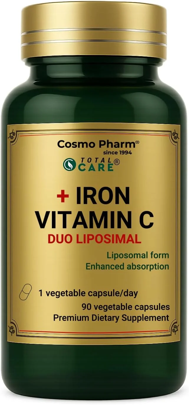 کپسول آهن لیپوزومال به همراه ویتامین C کوزمو فارم - جذب بالا، ملایم بر معده - افزایش انرژی و پشتیبانی از سیستم ایمنی - 1 کپسول گیاهی روزانه - 90 کپسول کپسول آهن لیپوزومال به همراه ویتامین C کوزمو فارم - جذب بالا، ملایم بر معده - افزایش انرژی و پشتیبانی از سیستم ایمنی - 1 کپسول گیاهی روزانه - 90 کپسول