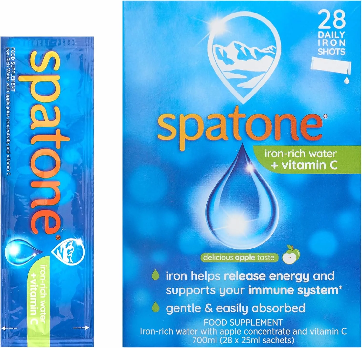 مکمل آهن طبیعی اسپاتون + ویتامین C (14 ساشه)، ساشه های آهن مایع روزانه و مناسب، بدون مواد مصنوعی، جذب بهتر از قرص ها، عوارض جانبی کمتر، طعم سیب مکمل آهن طبیعی اسپاتون + ویتامین C (14 ساشه)، ساشه های آهن مایع روزانه و مناسب، بدون مواد مصنوعی، جذب بهتر از قرص ها، عوارض جانبی کمتر، طعم سیب
