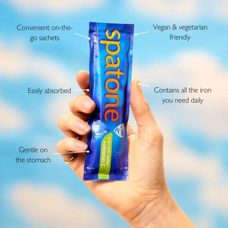 مکمل آهن طبیعی اسپاتون + ویتامین C (14 ساشه)، ساشه های آهن مایع روزانه و مناسب، بدون مواد مصنوعی، جذب بهتر از قرص ها، عوارض جانبی کمتر، طعم سیب مکمل آهن طبیعی اسپاتون + ویتامین C (14 ساشه)، ساشه های آهن مایع روزانه و مناسب، بدون مواد مصنوعی، جذب بهتر از قرص ها، عوارض جانبی کمتر، طعم سیب