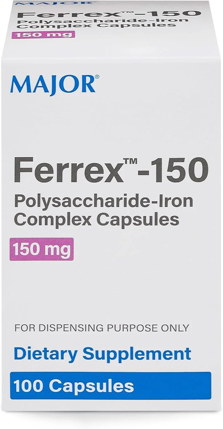 کپسول های کمپلکس پلی ساکارید آهن Ferrex-150 میجور، مکمل آهن 150 میلی گرمی برای زنان و مردان - ملایم برای معده - 100 کپسول کپسول های کمپلکس پلی ساکارید آهن Ferrex-150 میجور، مکمل آهن 150 میلی گرمی برای زنان و مردان - ملایم برای معده - 100 کپسول