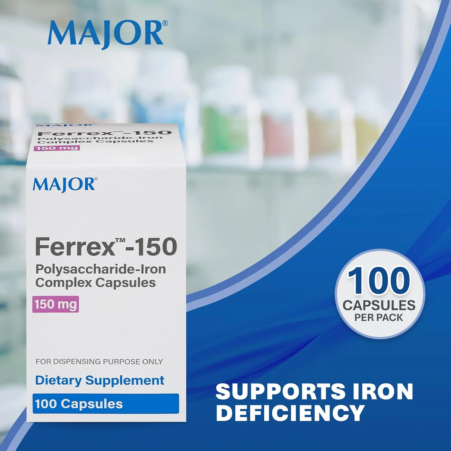 کپسول های کمپلکس پلی ساکارید آهن Ferrex-150 میجور، مکمل آهن 150 میلی گرمی برای زنان و مردان - ملایم برای معده - 100 کپسول کپسول های کمپلکس پلی ساکارید آهن Ferrex-150 میجور، مکمل آهن 150 میلی گرمی برای زنان و مردان - ملایم برای معده - 100 کپسول