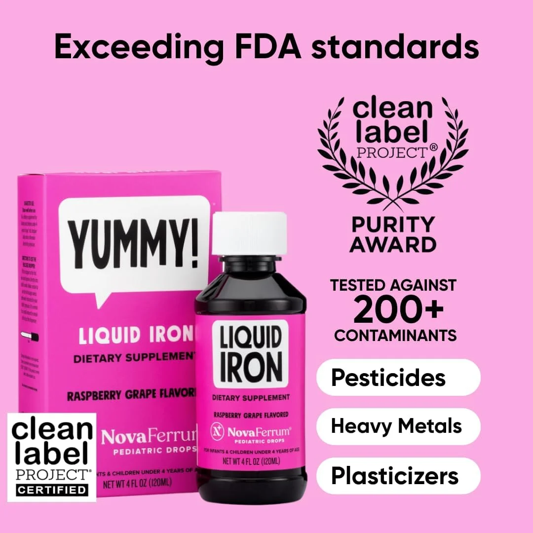 قطره آهن مایع مکمل کودکان نوافروم برای نوزادان و کودکان نوپا 120 میلی لیتر - طعم تمشک انگور