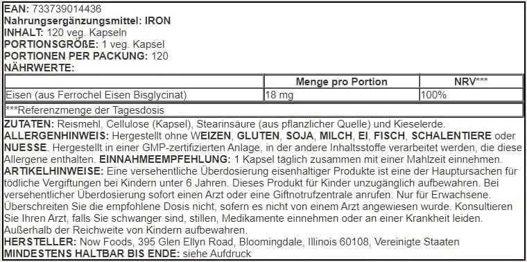 کپسول های گیاهی آهن بیس گلیسینات ناو 18 میلی گرم - 120 عدد