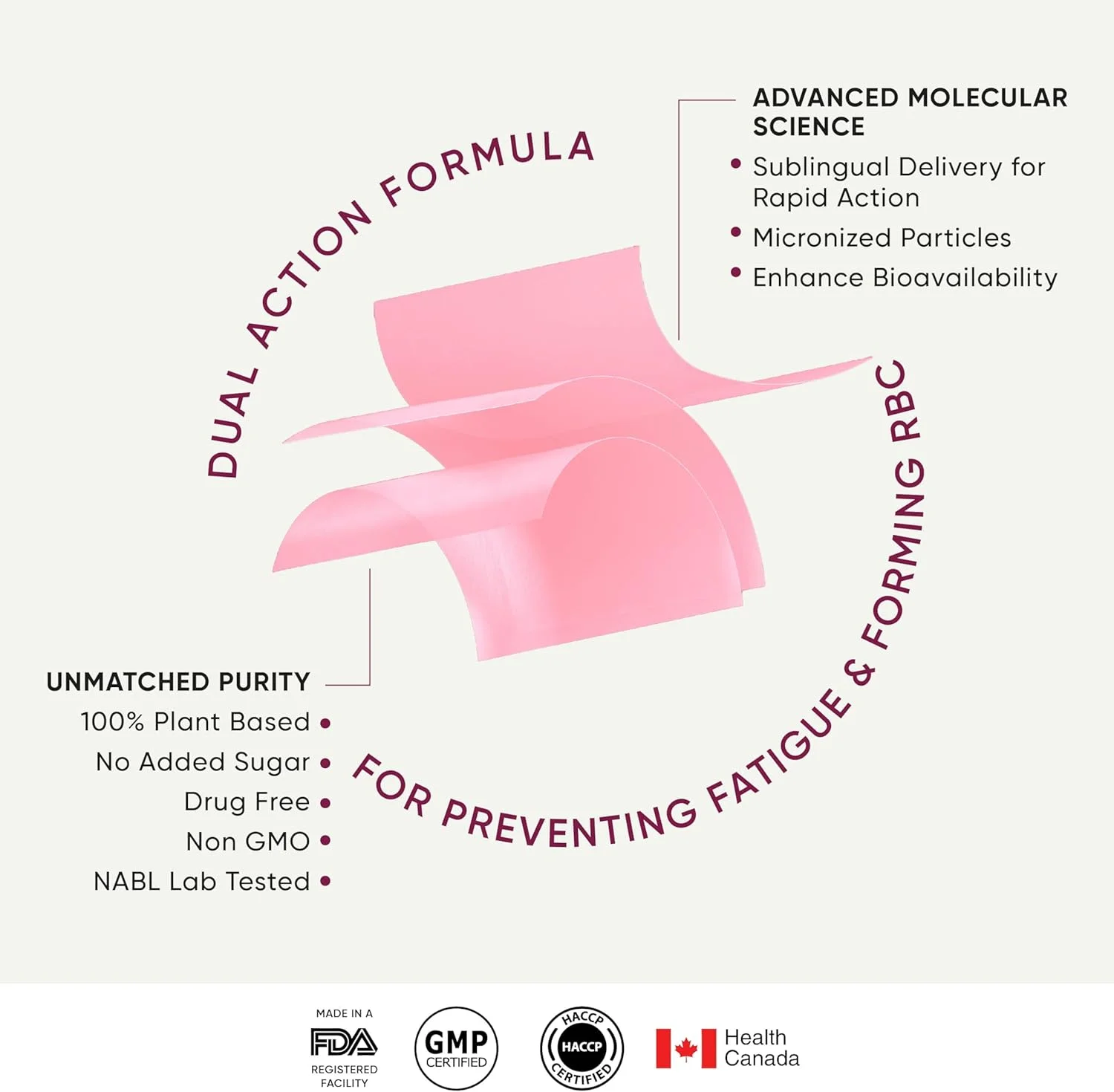 نوار خوراکی نانو آهن Wellbeing Nutrition | آهن گیاهی، چغندر، برگ چغندر سوئیسی، تخم کدو تنبل، ویتامین C و فولات برای بهبود هموگلوبین، ظرفیت اتصال اکسیژن و خون سازی (30 نوار خوراکی)