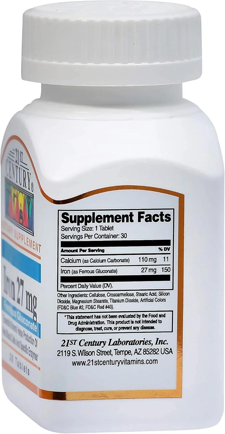 قرص آهن 27 میلی گرم 21st Century - 30 عدد قرص آهن 27 میلی گرم 21st Century - 30 عدد