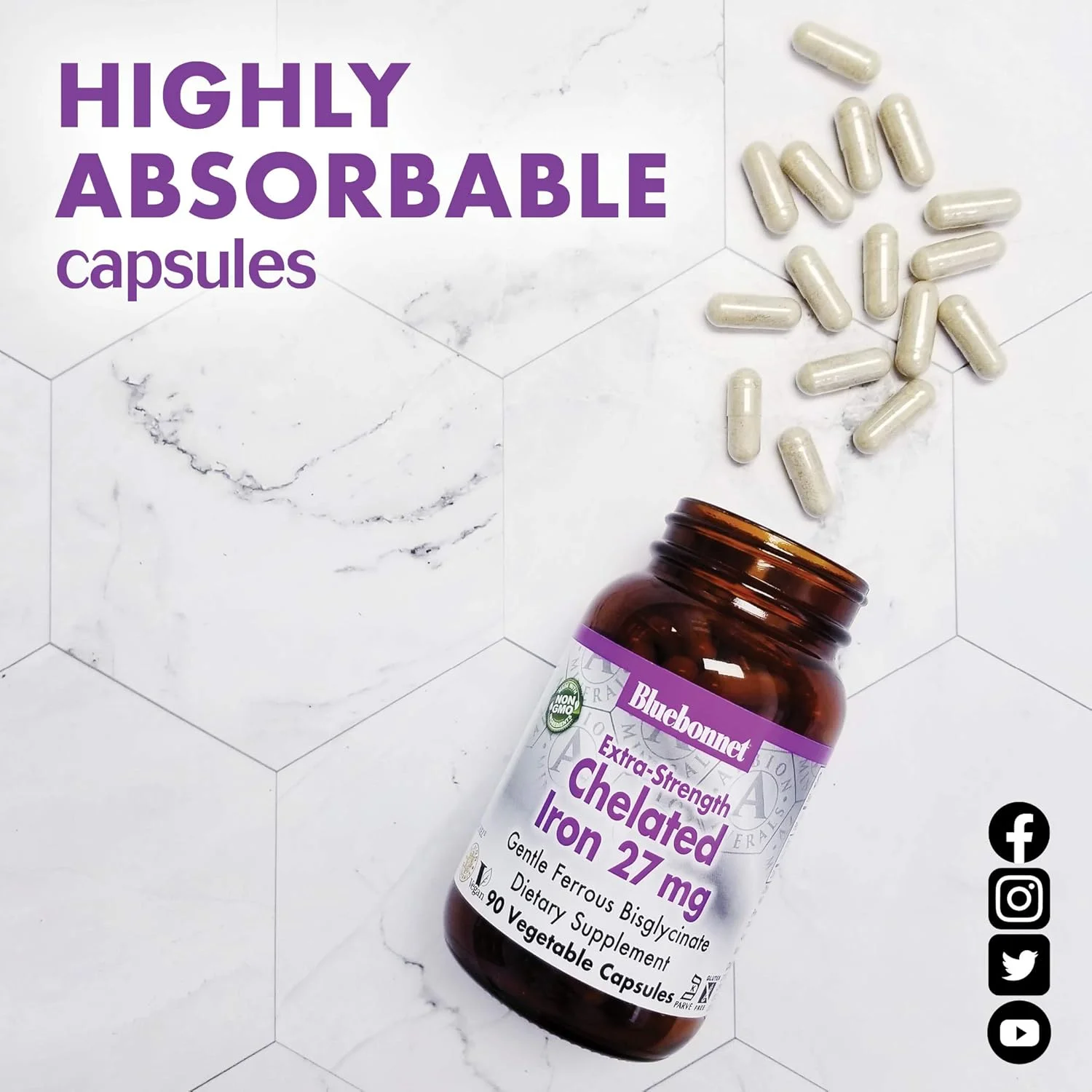 کپسول آهن ۲۷ میلی گرم با قدرت فوق العاده Bluebonnet Nutrition Blue Bonnet کپسول آهن ۲۷ میلی گرم با قدرت فوق العاده Bluebonnet Nutrition Blue Bonnet