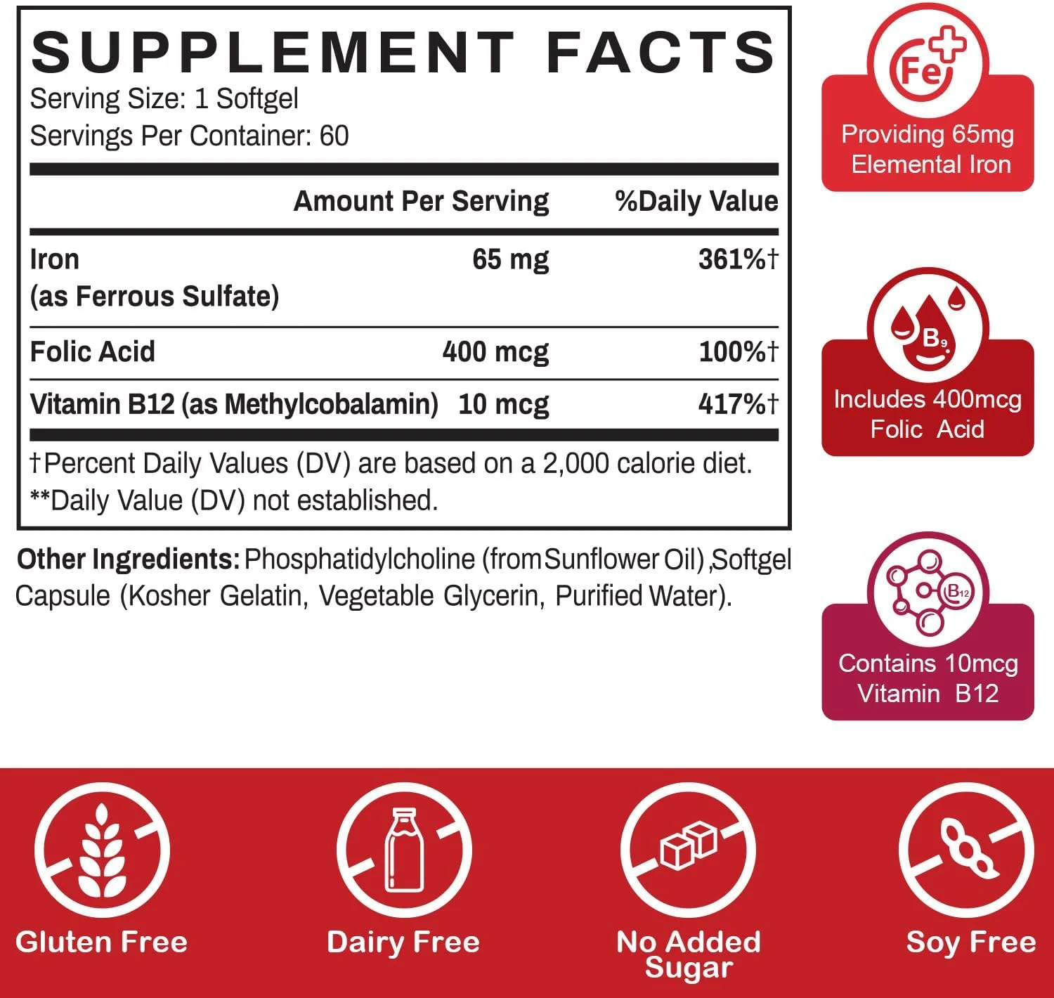 مکمل آهن لیپوزومال Fe Sapotax برای زنان، مکمل 65 میلی گرم آهن با اسید فولیک و ویتامین B12 برای مردان، تولید گلبول قرمز و پشتیبانی از انرژی برای بزرگسالان کمبود آهن 60 سافت ژل (1 بطری) مکمل آهن لیپوزومال Fe Sapotax برای زنان، مکمل 65 میلی گرم آهن با اسید فولیک و ویتامین B12 برای مردان، تولید گلبول قرمز و پشتیبانی از انرژی برای بزرگسالان کمبود آهن 60 سافت ژل (1 بطری)