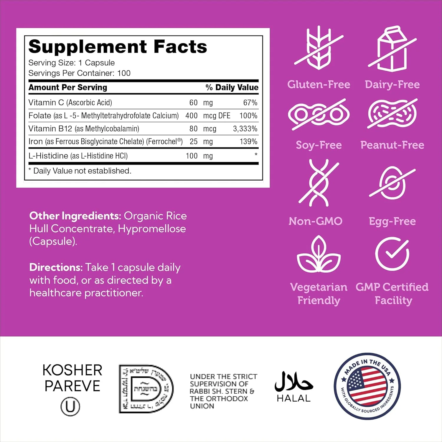 زاهلر کمپلکس آهن به همراه ویتامین C، جذب بهینه، 100 کپسول