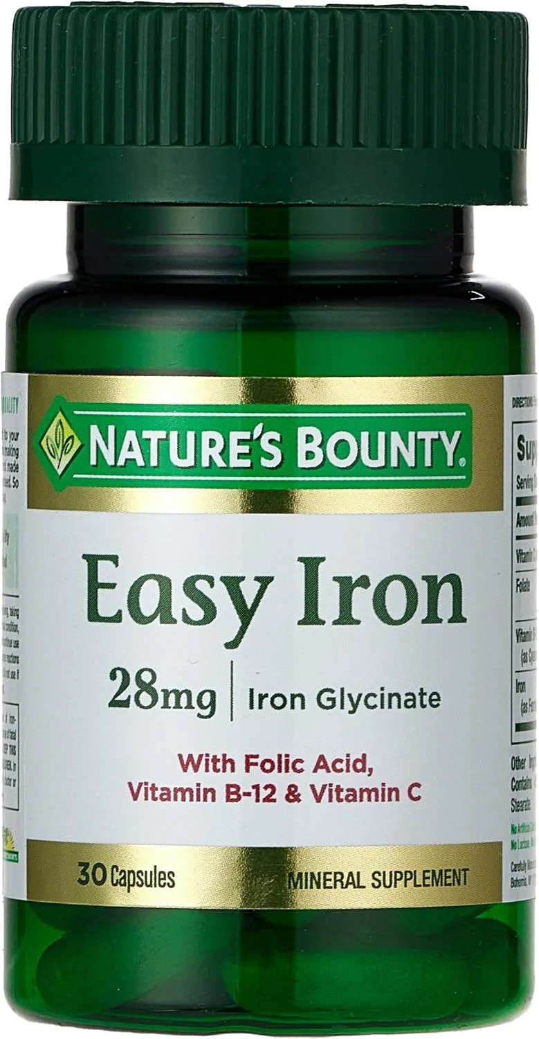 آهن آسان Nature's Bounty، 28 میلی گرم، 30 کپسول آهن آسان Nature's Bounty، 28 میلی گرم، 30 کپسول