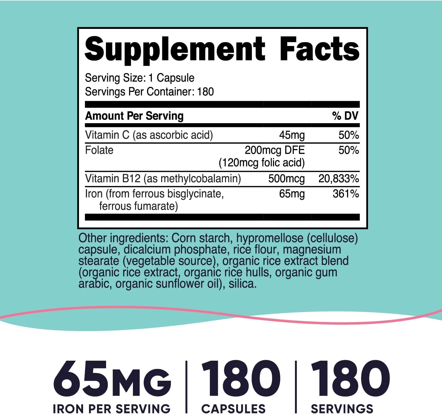 کپسول آهن 65 میلی گرمی نوتری کاست مخصوص بانوان، 180 عدد، حاوی ویتامین C، فولات و ویتامین B12 - مناسب گیاهخواران، غیر تراریخته، بدون گلوتن کپسول آهن 65 میلی گرمی نوتری کاست مخصوص بانوان، 180 عدد، حاوی ویتامین C، فولات و ویتامین B12 - مناسب گیاهخواران، غیر تراریخته، بدون گلوتن