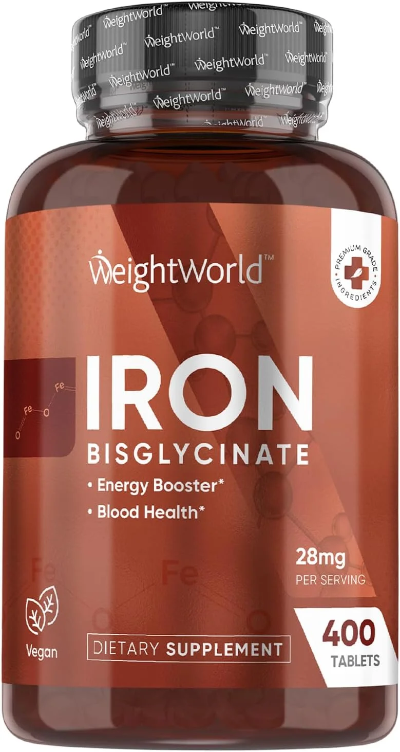 قرص آهن - 400 قرص گیاهی - آهن به متابولیسم طبیعی انرژی کمک می کند (EFSA) - 28 میلی گرم آهن روزانه - بیش از 6 ماه تامین - بیس گلیسینات آهن - WeightWorld