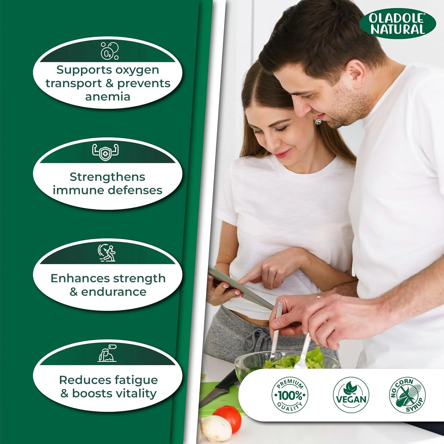 اولادول نچرال آهن 45 میلی گرم - 100 قرص | پشتیبانی از انرژی و پیشگیری از کم خونی، تولید گلبول های قرمز خون، سیستم ایمنی، افزایش هموگلوبین | فرمول ملایم غیر یبوست زا | غیر GMO اولادول نچرال آهن 45 میلی گرم - 100 قرص | پشتیبانی از انرژی و پیشگیری از کم خونی، تولید گلبول های قرمز خون، سیستم ایمنی، افزایش هموگلوبین | فرمول ملایم غیر یبوست زا | غیر GMO