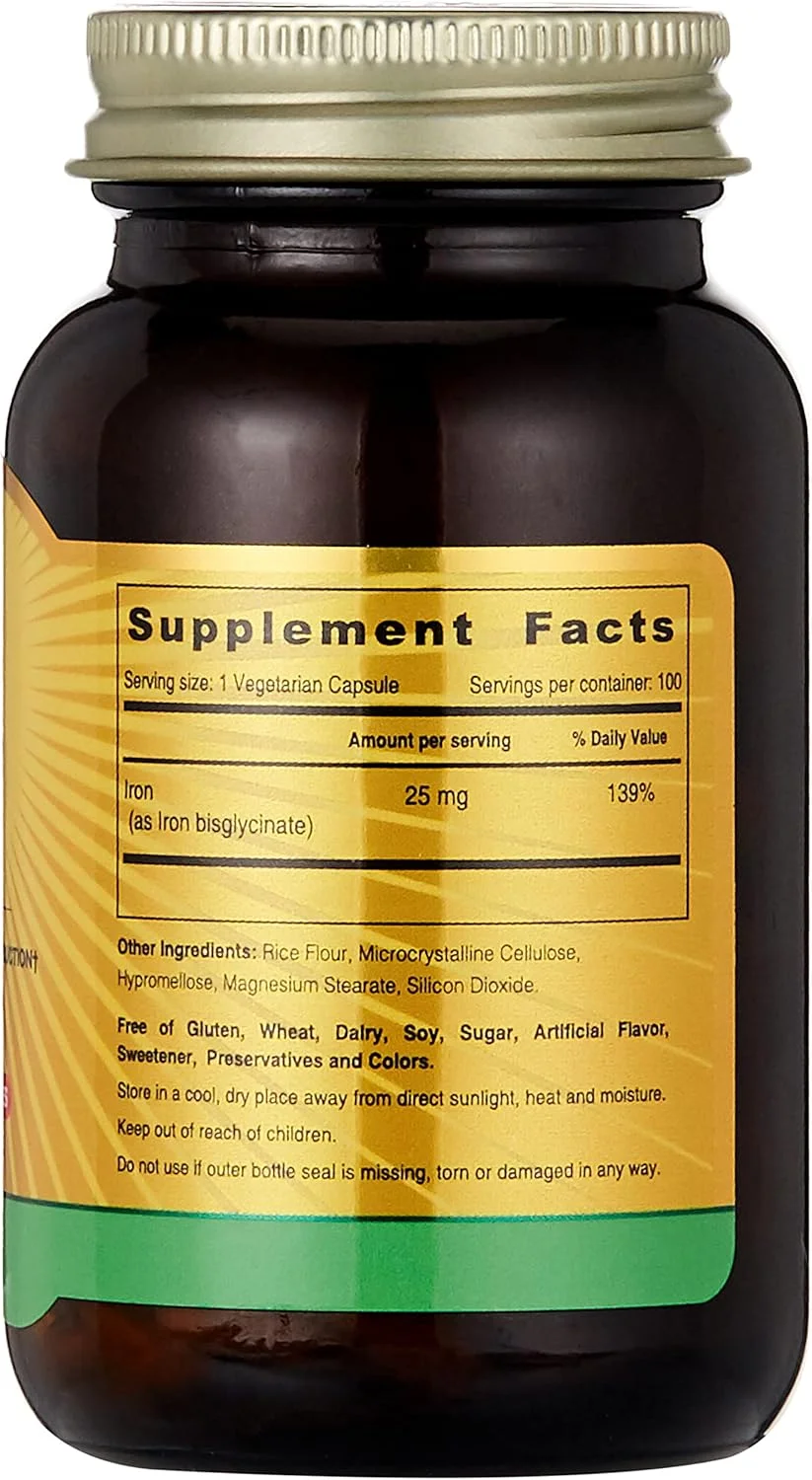 سان شاین نوتریشن آهن 25 میلی گرم، 100 کپسول | پشتیبانی از تولید گلبول های قرمز خون | ملایم برای معده و بدون ایجاد یبوست سان شاین نوتریشن آهن 25 میلی گرم، 100 کپسول | پشتیبانی از تولید گلبول های قرمز خون | ملایم برای معده و بدون ایجاد یبوست