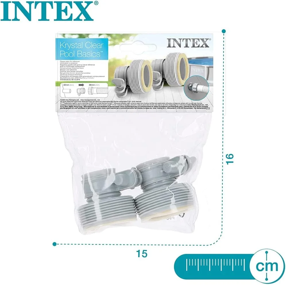 اینتکس 26061 کیت 2 عددی آداپتور نوع B برای پمپ های استخر، لوازم جانبی فیلتراسیون گیره ای 10722، سفید مایل به کرم، 29061 اینتکس 26061 کیت 2 عددی آداپتور نوع B برای پمپ های استخر، لوازم جانبی فیلتراسیون گیره ای 10722، سفید مایل به کرم، 29061