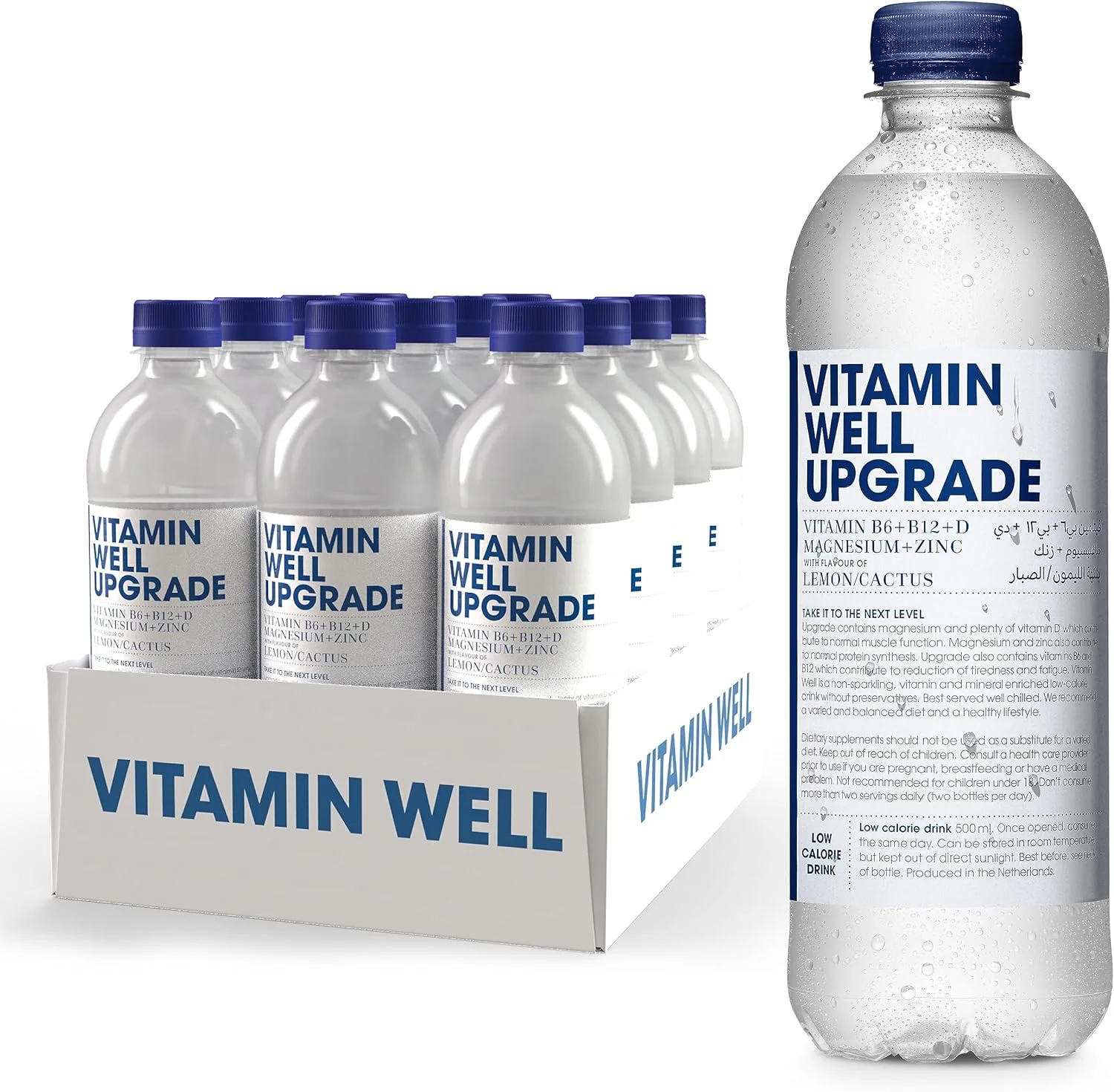 نوشیدنی ویتامین ول آپگرید با طعم لیمو/کاکتوس، حاوی ویتامین B12 + D، منیزیم + روی (VW Upgrade 500ML، بسته 12 عددی)