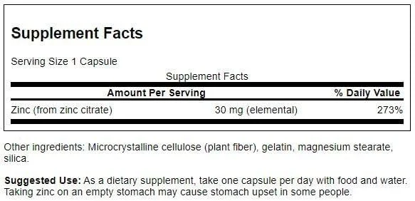 سیترات روی Swanson 30 میلی گرم 60 کپسول