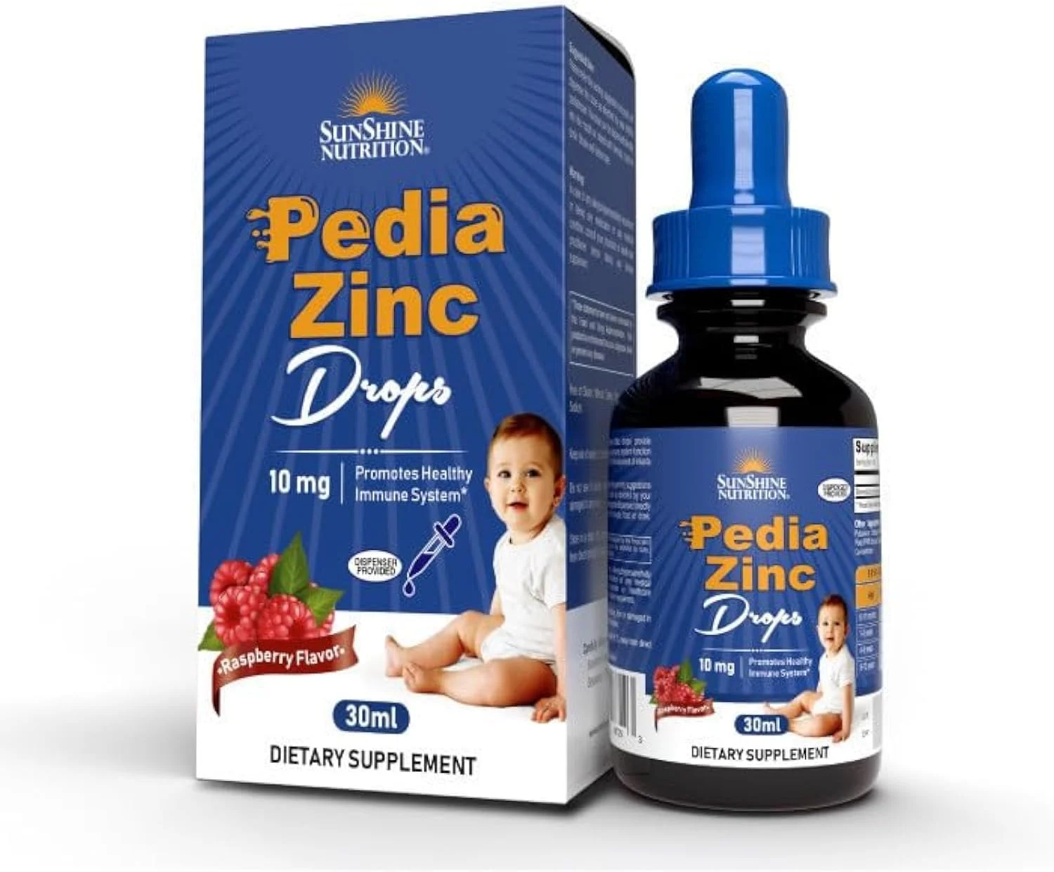 قطره زینک کودکان سان شاین نوتریشن 10 میلی گرم | برای حمایت از سیستم ایمنی و سلامت قلب کودکان | تقویت کننده رشد سالم مغز | طعم تمشک | 30 میلی لیتر قطره زینک کودکان سان شاین نوتریشن 10 میلی گرم | برای حمایت از سیستم ایمنی و سلامت قلب کودکان | تقویت کننده رشد سالم مغز | طعم تمشک | 30 میلی لیتر