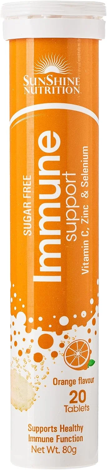 قرص جوشان ساپورت سیستم ایمنی سان شاین نوتریشن 20 عدد | حاوی ویتامین C + زینک + سلنیوم | بدون شکر افزوده | طعم پرتقال | 80 گرم قرص جوشان ساپورت سیستم ایمنی سان شاین نوتریشن 20 عدد | حاوی ویتامین C + زینک + سلنیوم | بدون شکر افزوده | طعم پرتقال | 80 گرم