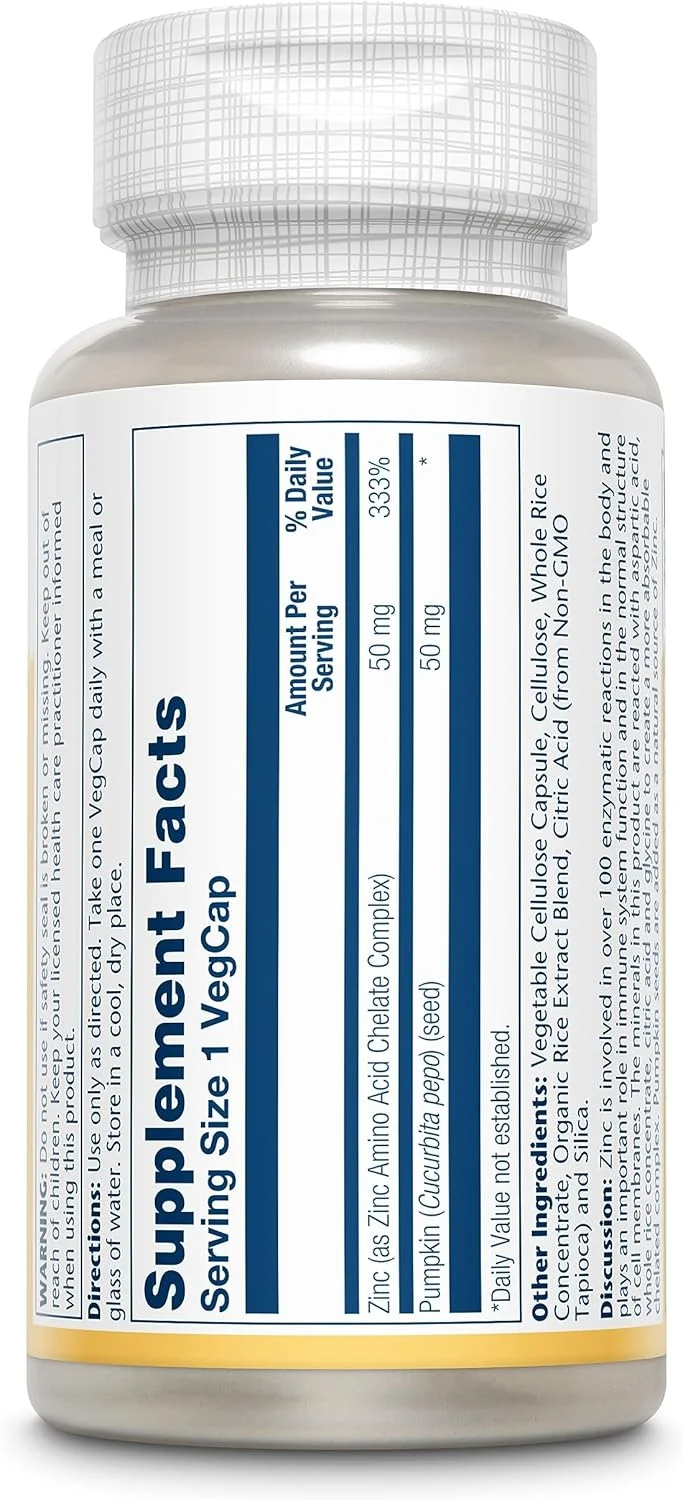 Solaray زینک 50 میلی گرم، 100 کپسول گیاهی
