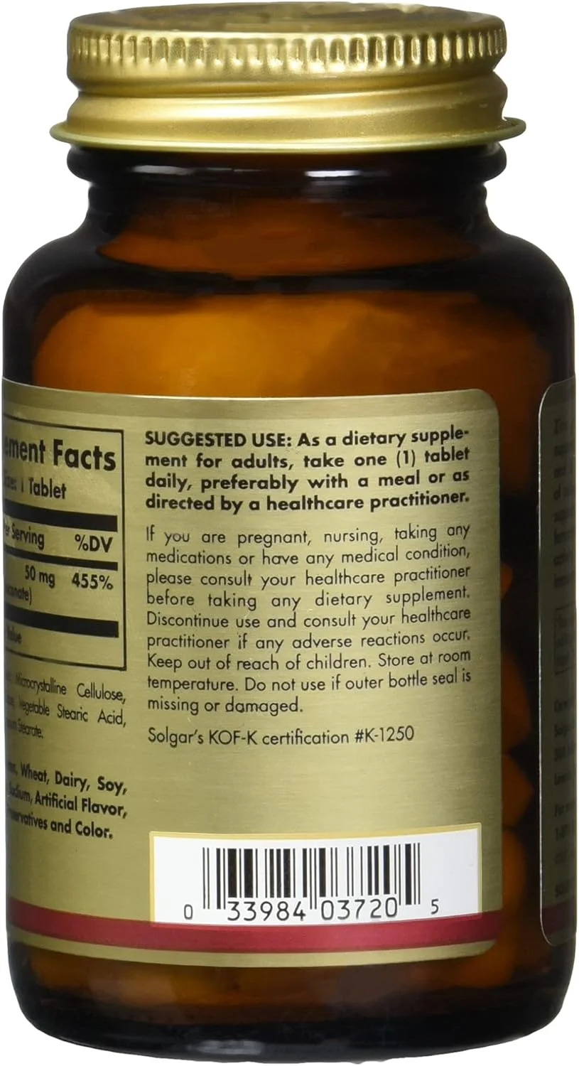 قرص زینک سولگار برای پوست سالم/سیستم ایمنی و پشتیبانی آنتی اکسیدانی (50 میلی گرم، 100 عدد)