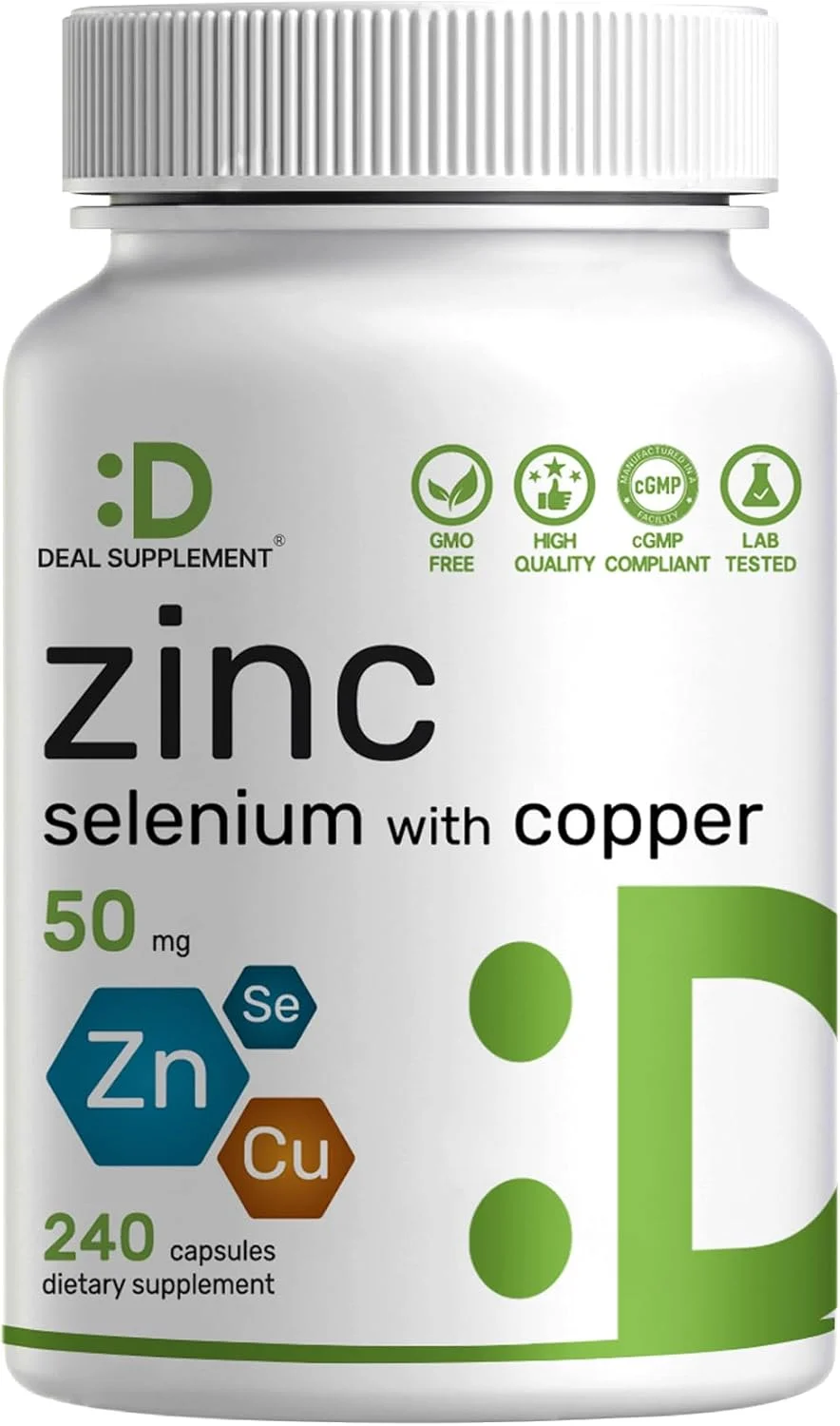 زینک 50 میلی گرم با سلنیوم 200 میکروگرم + مس، 240 کپسول، تامین 8 ماهه، فرمول معدنی 3 در 1، مکمل کمپلکس پیکولینات زینک، پشتیبانی از سیستم ایمنی سالم برای بزرگسالان و کودکان