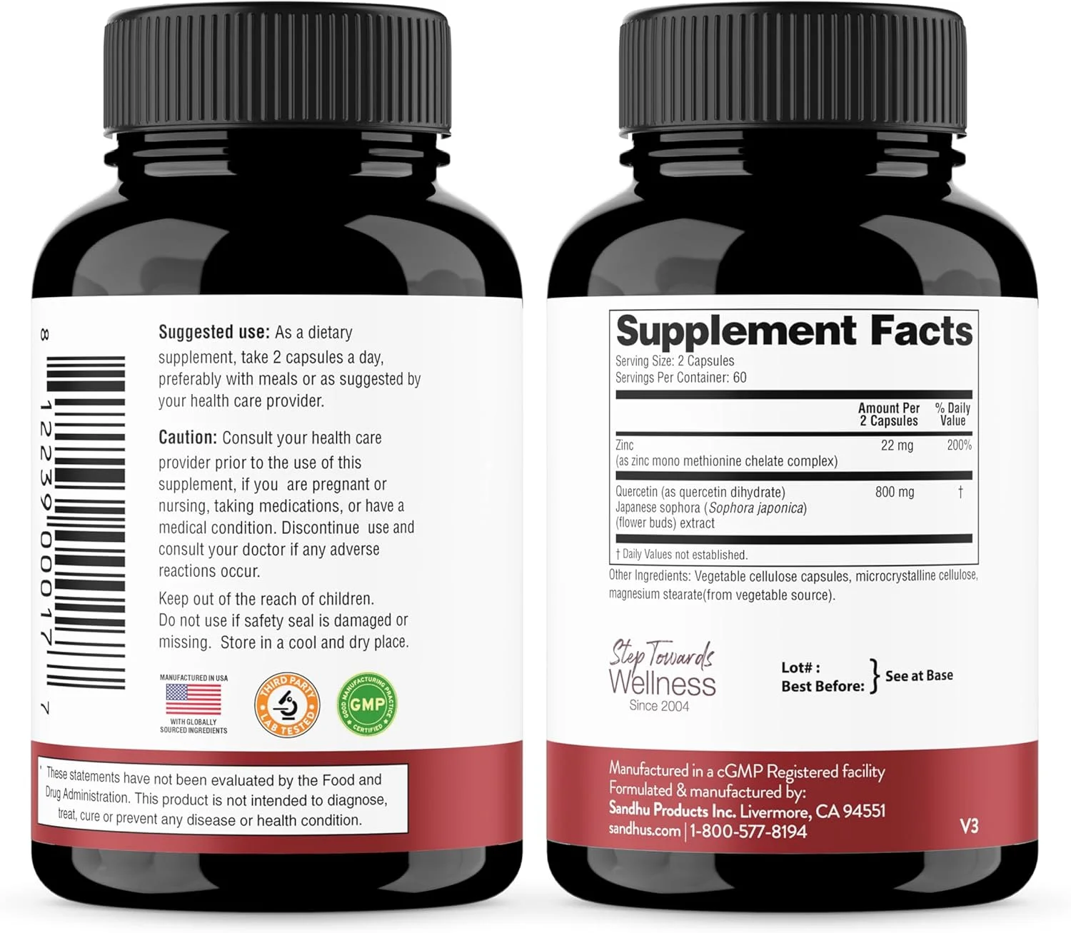 کپسول های گیاهی کوئرستین زینک ساندو، 120 عدد کپسول های گیاهی کوئرستین زینک ساندو، 120 عدد