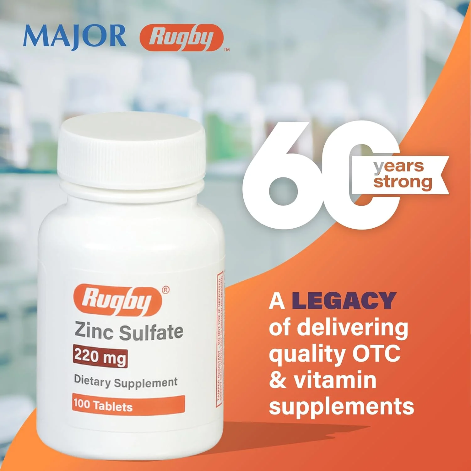 قرص های سولفات روی 220 میلی گرم آزمایشگاه راگبی - ساخته شده با سولفات روی هپتاهیدرات - مکمل غذایی - 100 قرص