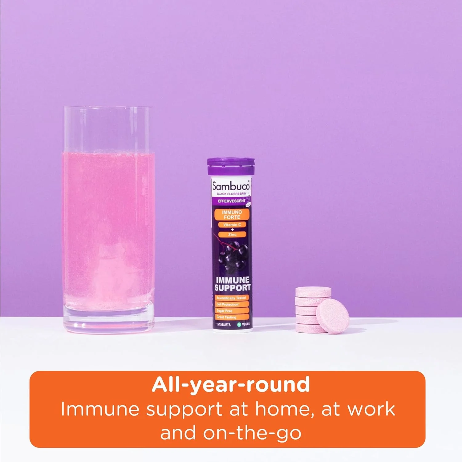 قرص جوشان ایمونو فورته الدرberry سیاه سامبوکول، ویتامین C، روی، تقویت کننده سیستم ایمنی، 15 عدد قرص جوشان ایمونو فورته الدرberry سیاه سامبوکول، ویتامین C، روی، تقویت کننده سیستم ایمنی، 15 عدد