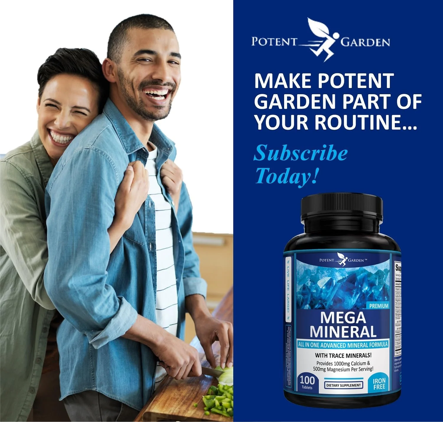 مکمل مواد معدنی مگا گاردن، مجموعه کامل مواد معدنی با کلسیم، منیزیم، روی، پتاسیم، بور، سلنیوم، کروم و 72 ماده معدنی کمیاب، مکمل کلسیم بدون آهن - 100 عدد