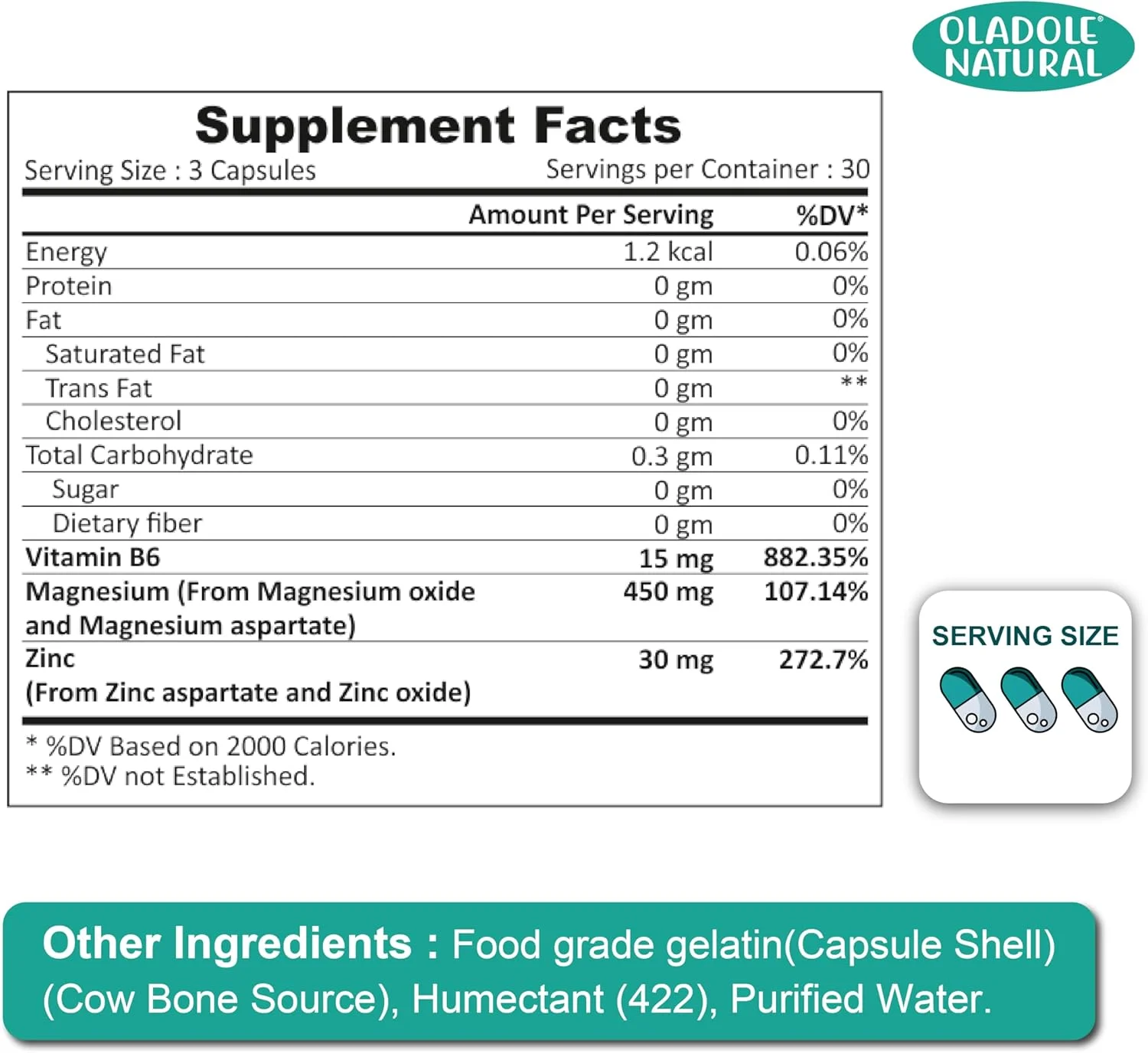 اولادول نچرال ZMA برای ریکاوری ورزشی 90 کپسول - مکمل زینک، منیزیم آسپارتات و ویتامین B6 | پشتیبانی از قدرت عضلانی | تقویت سلامت ایمنی