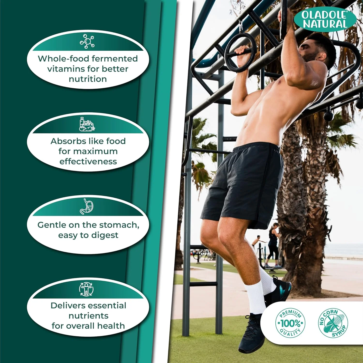 مولتی ویتامین طبیعی مردانه Oladole Natural - 60 قرص | غنی شده با ویتامین های A، C، D، E، B1، فولات، آهن، کلسیم، منیزیم، بیوتین، روی | پشتیبانی از عضله سازی، انرژی و محافظت آنتی اکسیدانی مولتی ویتامین طبیعی مردانه Oladole Natural - 60 قرص | غنی شده با ویتامین های A، C، D، E، B1، فولات، آهن، کلسیم، منیزیم، بیوتین، روی | پشتیبانی از عضله سازی، انرژی و محافظت آنتی اکسیدانی