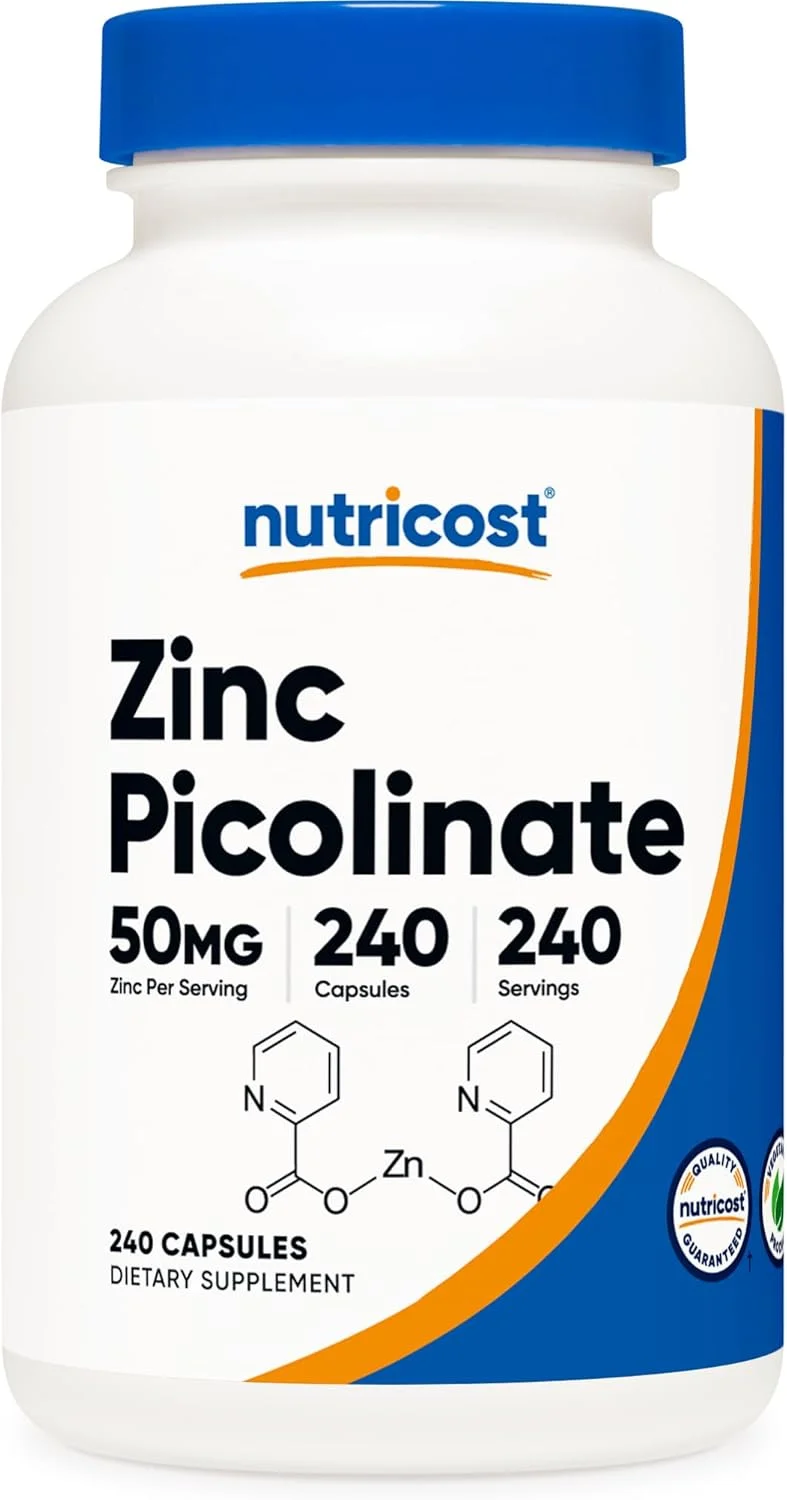 Nutricost زینک پیکولینات 50 میلی گرم، 240 کپسول گیاهی - بدون گلوتن و غیر GMO (240 کپسول)
