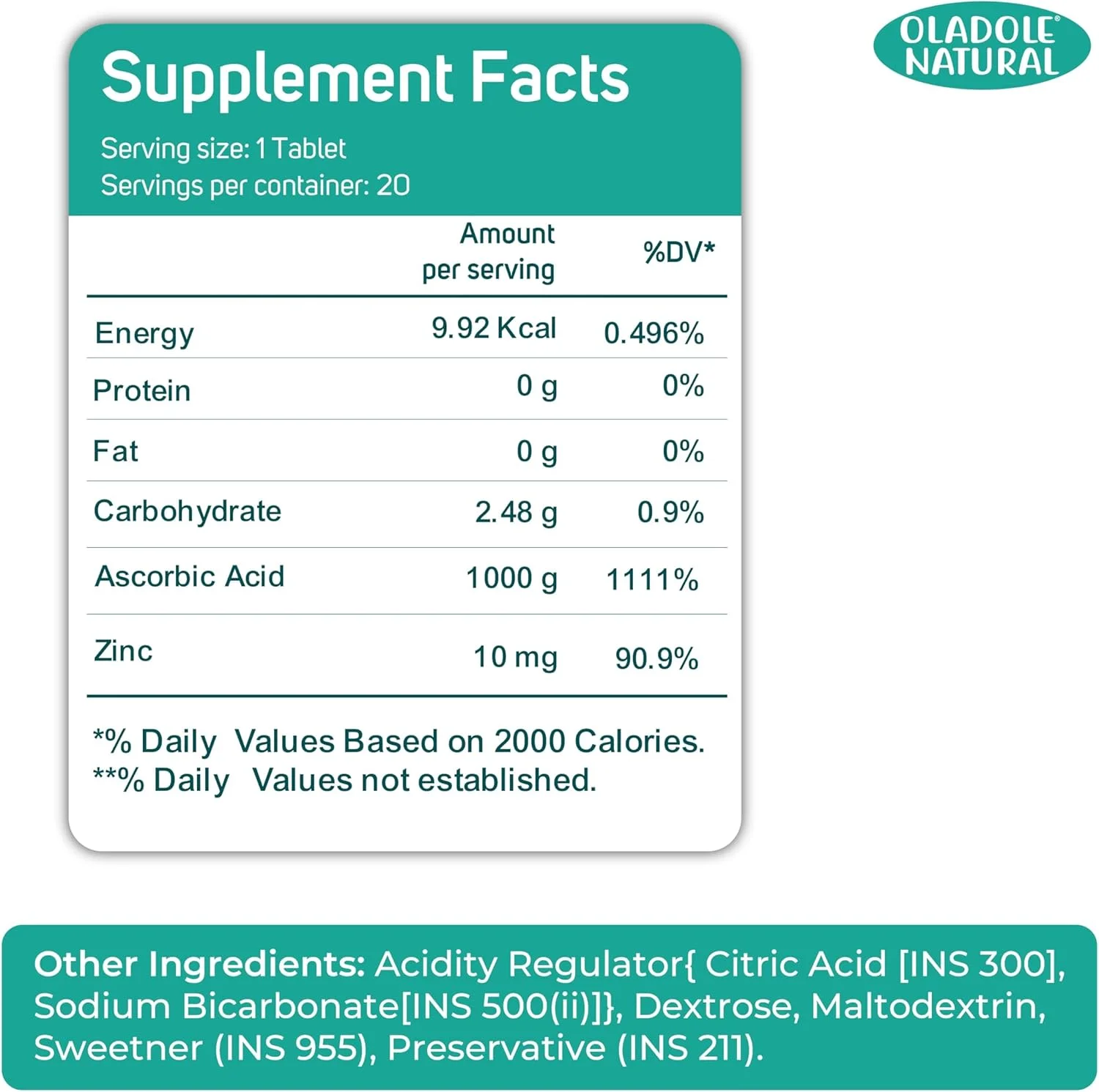 قرص جوشان ویتامین C طبیعی اولادول + زینک با طعم پرتقال - 1000 میلی گرم (20 عدد) | پشتیبانی از سیستم ایمنی، افزایش آنتی اکسیدان، تولید کلاژن، سلامت پوست | فرمول غیر GMO و بدون گلوتن قرص جوشان ویتامین C طبیعی اولادول + زینک با طعم پرتقال - 1000 میلی گرم (20 عدد) | پشتیبانی از سیستم ایمنی، افزایش آنتی اکسیدان، تولید کلاژن، سلامت پوست | فرمول غیر GMO و بدون گلوتن