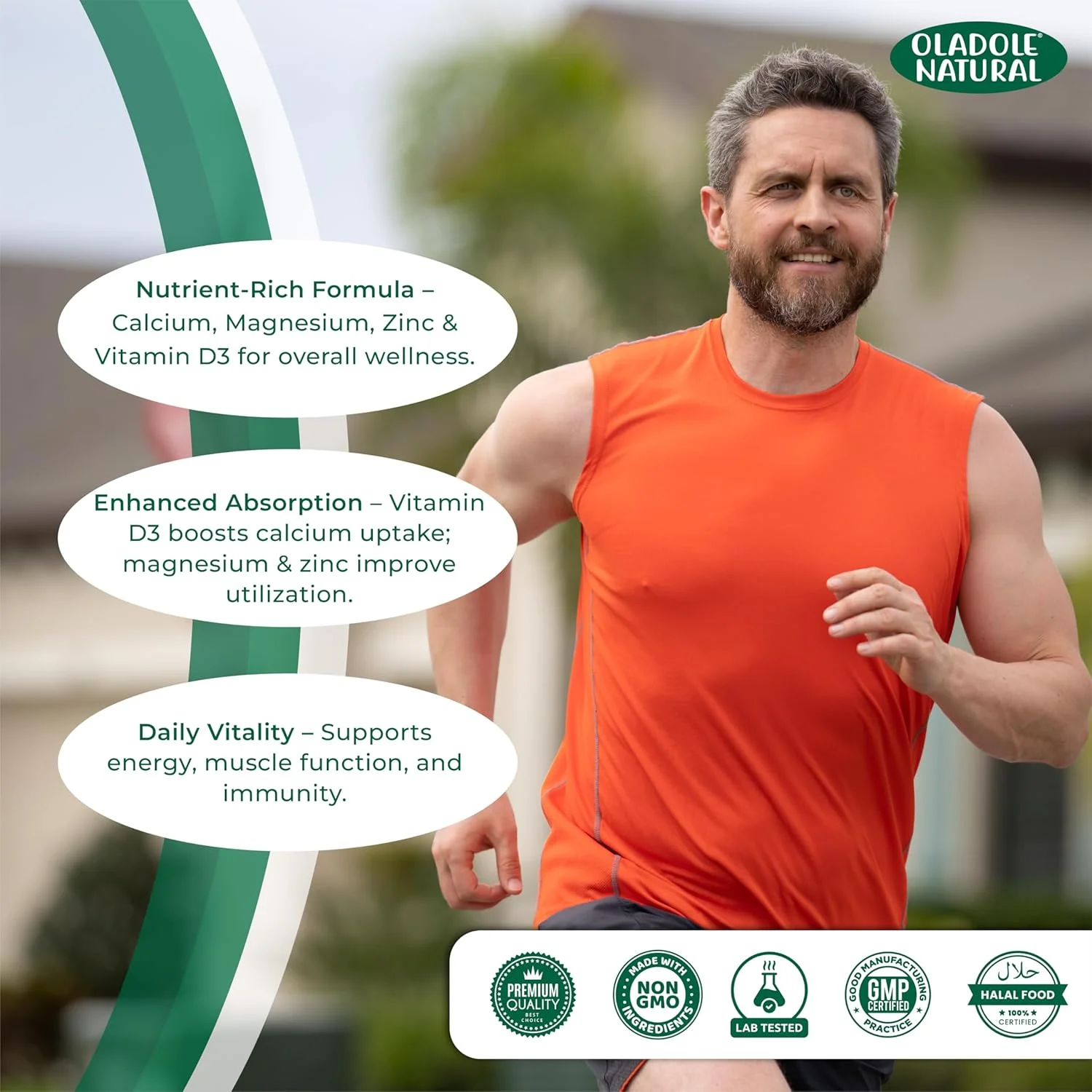 اولادول نچرال کلسیم، منیزیم، روی و ویتامین D3 - 150 سافت ژل | پشتیبانی از استخوان ها و مفاصل سالم، تقویت ایمنی و انرژی | جذب سالم کلسیم | غیر GMO، بدون گلوتن اولادول نچرال کلسیم، منیزیم، روی و ویتامین D3 - 150 سافت ژل | پشتیبانی از استخوان ها و مفاصل سالم، تقویت ایمنی و انرژی | جذب سالم کلسیم | غیر GMO، بدون گلوتن