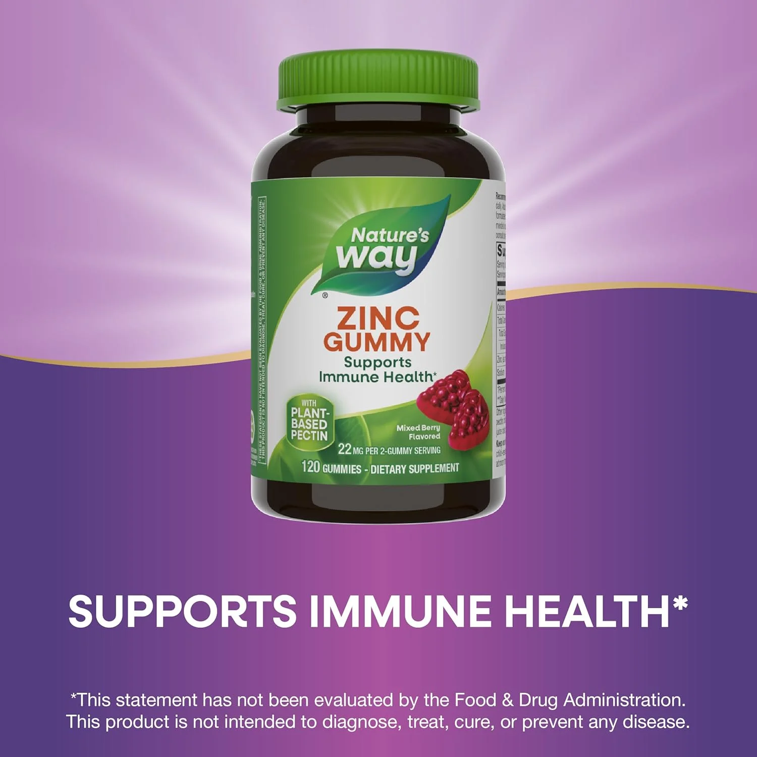 پاستیل زینک Nature's Way، 120 عدد | پشتیبانی از سلامت سیستم ایمنی | با طعم توت های مخلوط | 22 میلی گرم در هر 2 پاستیل | مکمل غذایی پکتین گیاهی پاستیل زینک Nature's Way، 120 عدد | پشتیبانی از سلامت سیستم ایمنی | با طعم توت های مخلوط | 22 میلی گرم در هر 2 پاستیل | مکمل غذایی پکتین گیاهی
