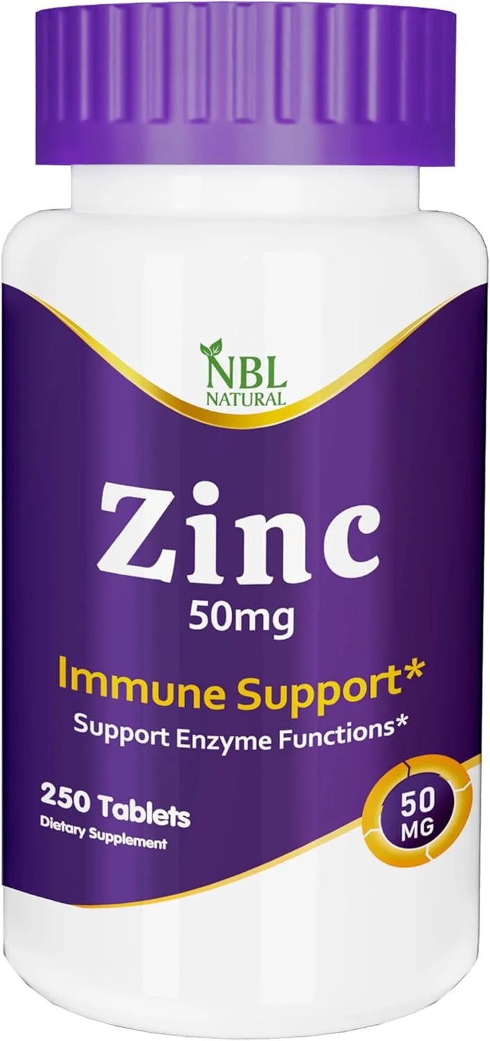 NBL NATURAL گلوکونات روی 50 میلی گرم، پشتیبانی از سلامتی، سیستم ایمنی و سلامت باروری، 250 قرص