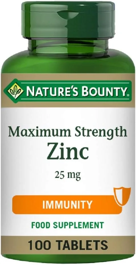 زینک با حداکثر قدرت Nature's Bounty - 100 قرص 25 میلی گرمی (تامین 100 روزه) - پشتیبانی از ایمنی و مکمل آنتی اکسیدانی