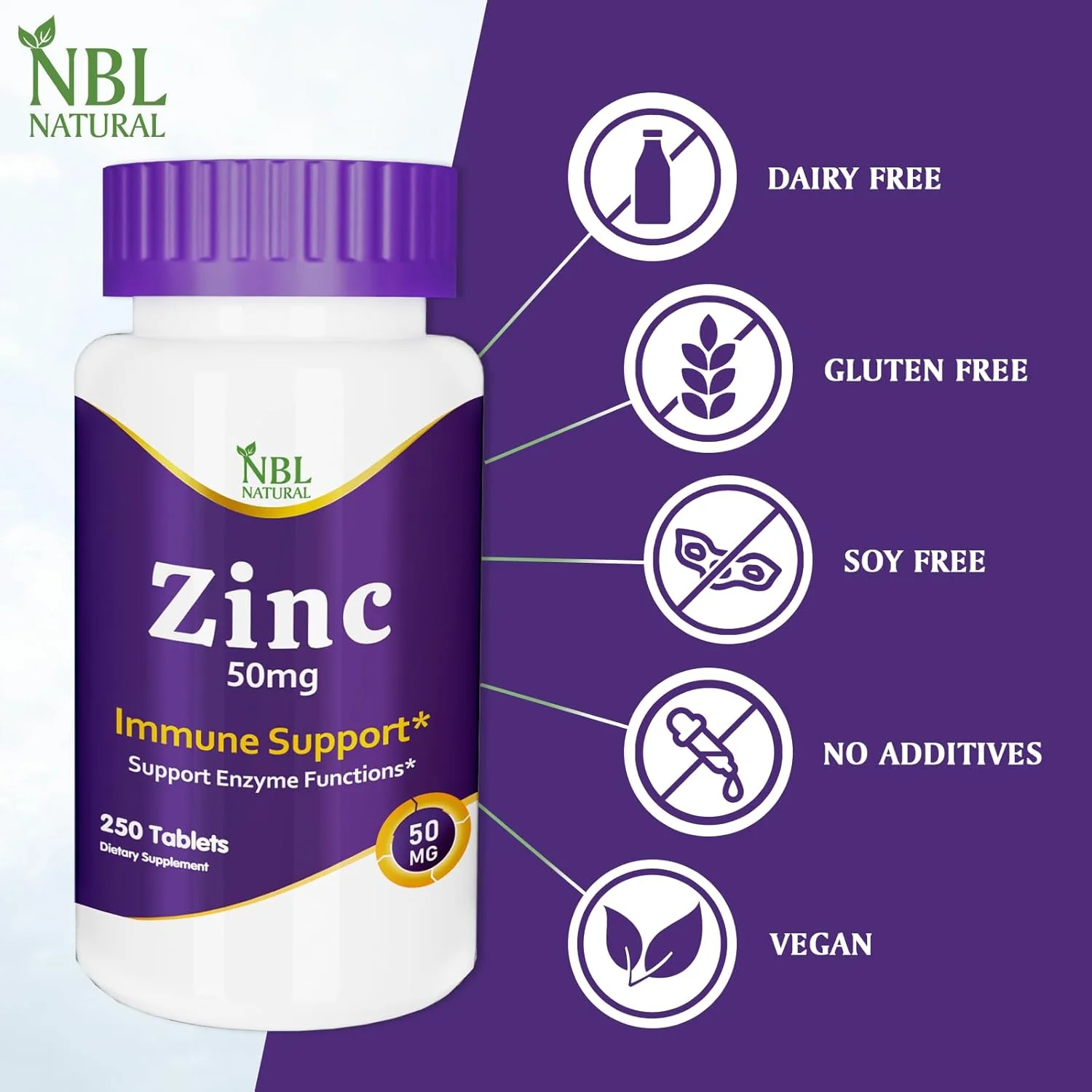 NBL NATURAL گلوکونات روی 50 میلی گرم، پشتیبانی از سلامتی، سیستم ایمنی و سلامت باروری، 250 قرص NBL NATURAL گلوکونات روی 50 میلی گرم، پشتیبانی از سلامتی، سیستم ایمنی و سلامت باروری، 250 قرص