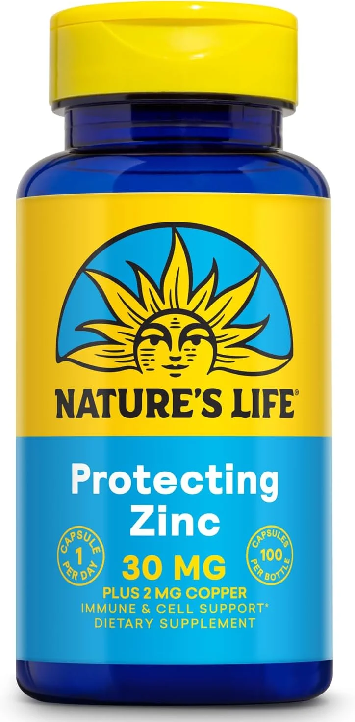 Nature's Life زینک پیکولینات 30 میلی گرم به همراه 2 میلی گرم مس - مکمل زینک کلاته برای حمایت از عملکرد ایمنی، قلبی عروقی، پوست، سلولی و عضلانی - 100 سروینگ، 100 کپسول