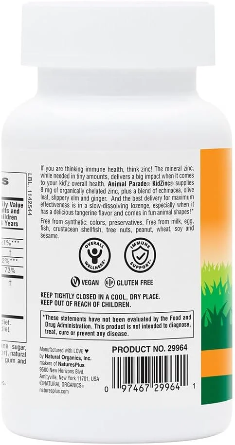 مکمل زینک کودکان Nature's Plus، 90 قرص مکیدنی با طعم نارنگی به شکل حیوانات، برای محافظت آنتی اکسیدانی روزانه، بدون گلوتن مکمل زینک کودکان Nature's Plus، 90 قرص مکیدنی با طعم نارنگی به شکل حیوانات، برای محافظت آنتی اکسیدانی روزانه، بدون گلوتن